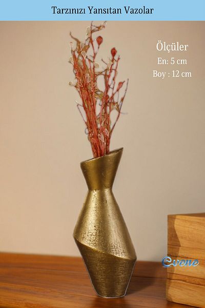 Evene Small Vase - Table Top and Home Decoration, Gold Antique Color Model 2