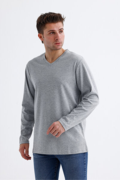 Dark Forest V-Neck Basic Long Sleeve T-Shirt