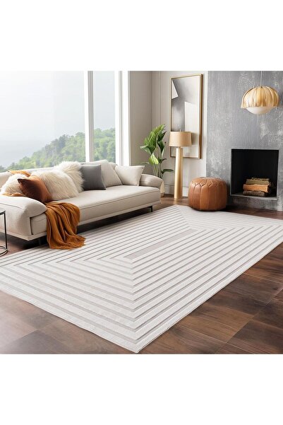 Adalizza Modern Krem Renkli 3-D Desenli Bohem Salon Mutfak Mekan Teras Balkon...