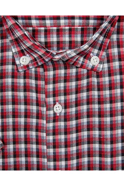 SÜVARİ Süvari Loose-Fit Patterned Short Sleeve Red Men's Shirt