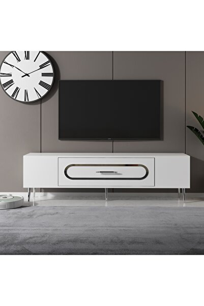 DEMONTE DECOR DEKOP3DD TV SEHPASI BEYAZ-GÜMÜŞ