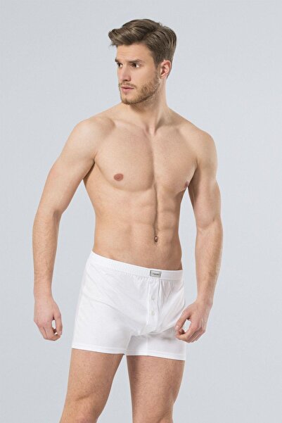 TÜREN Λευκά ανδρικά μποξεράκια - 2 τεμαχίων Lycra και κουμπιά