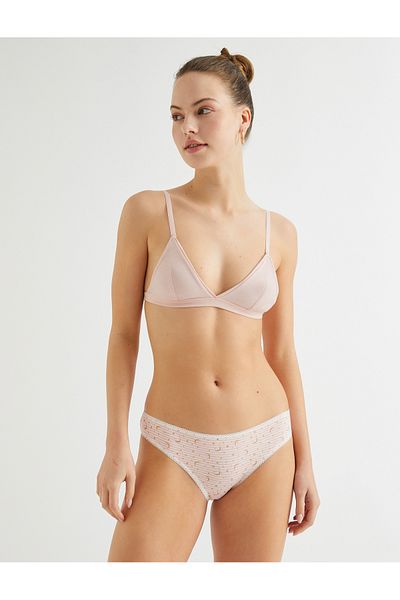Koton Brief Panties Minimal Printed Glitter Stitching Detailed