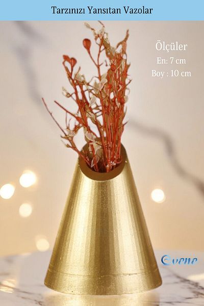 Evene 9 Model Home Decoration Vase - Small, Table Top and Gold Color