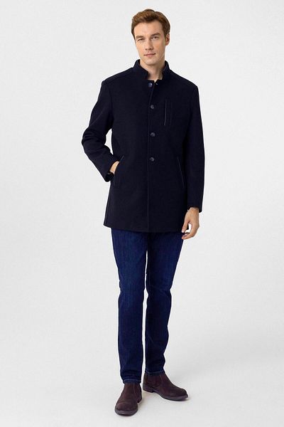 SÜVARİ Μπλε Navy Cavalier Judge Collar Battal Παλτό Κανονικό