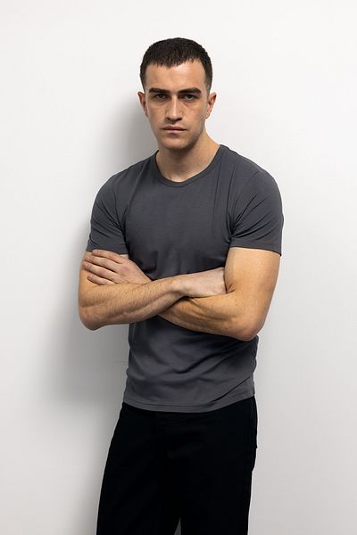 GIESTO Μπλουζάκι Anthracite Basic Slim Fit