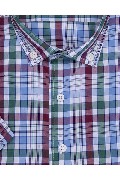 SÜVARİ Ανδρικό πουκάμισο με κοντό μανίκι Cavalier Slim Fit με πράσινο σχέδιο