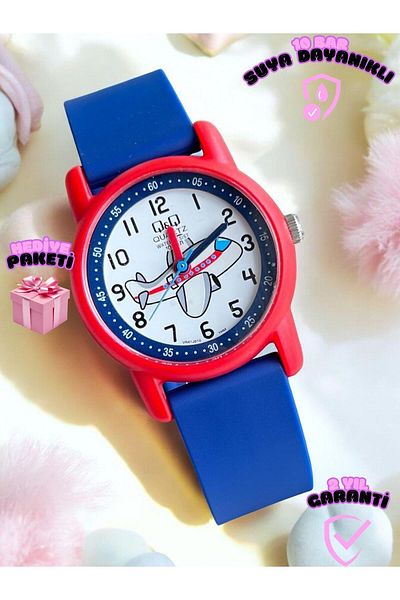 Q&Q Kids Wrist Watch with 10 Atm Waterproof Silicone Bands - Vr41.010Y with Eylence Figure
