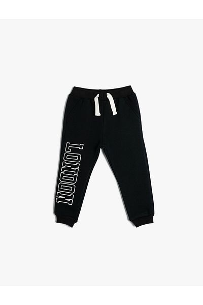 Koton Jogger Sweatpants Slogan Printed Pocket Tie Waist Ribbon