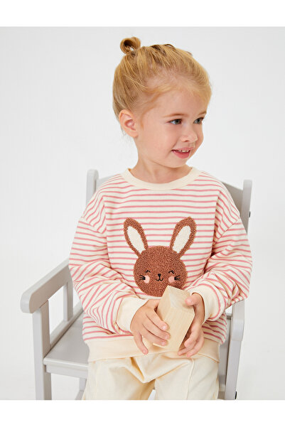 Koton Φούτερ απλικέ με λεπτομέρεια μακρυμάνικη λαιμόκοψη βαμβακερή