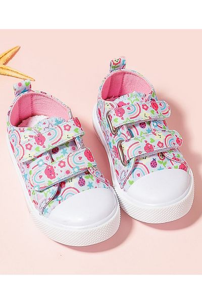 SAPS Floral All Over Printed Hook & Loop Closure Canvas Shoes - Multi Color