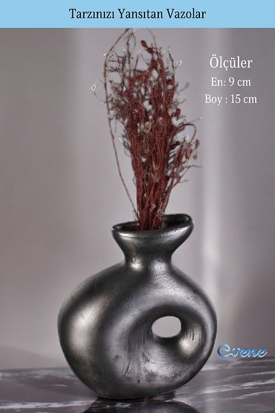 Evene Small Vase - Table Top Vase, Home Decoration, Silver Antique Color Model 33