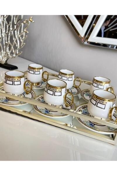 ROY KING Royking Fleur 6lı Kahve Fincan Takımı MAVİ BKY 004