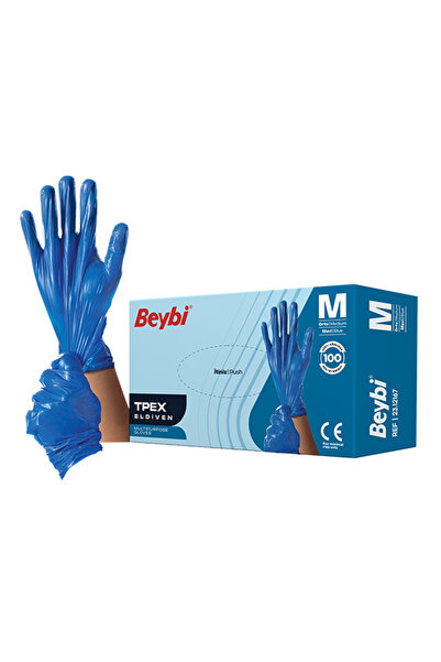 Beybi قفازات TPEX باللون الأزرق - مقاس L، علبة 100 قطعة