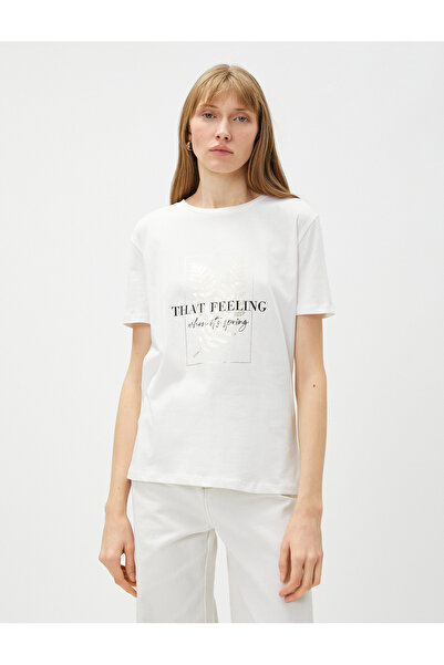 Koton Potištěné tričko s krátkým rukávem Crew Neck