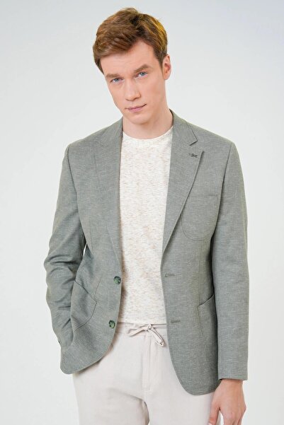 SÜVARİ Süvari Dar Kalıp Keten 6 Drop Su Yeşili Tek Ceket