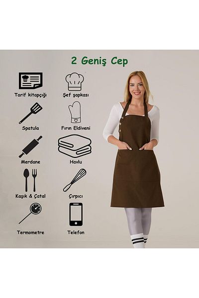 TOSHE Kitchen Apron Waterproof Chef Apron with 2 Wide Pockets Barista Apron Apron