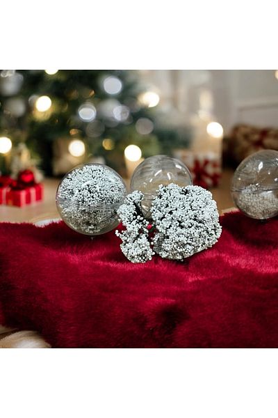 SavBrand Seminte de zăpadă vărsată și Glob Mica Cutie Decor pentru brad de Anul Nou, Decor de Anul Nou (2 bucăți)
