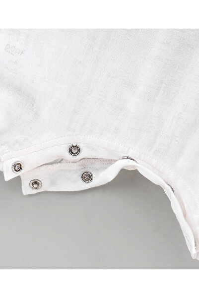 Bonfino girls Sleeveless Romper with Lach and Crocheted flowers detailing - White