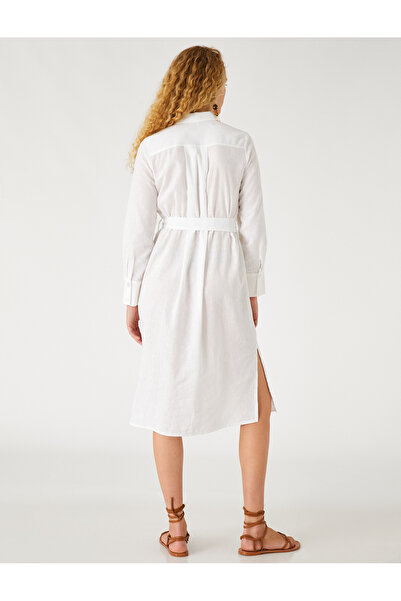 Koton Midi Košile Šaty Lněná směs