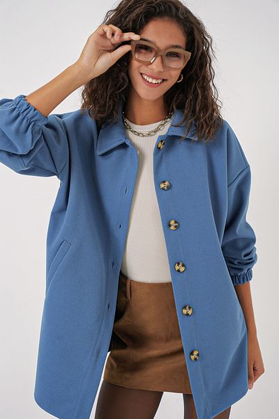 Bigdart 0674 Μοντέλο Indigo Oversize πουκάμισο με τσέπη