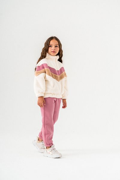 Eray Kids Zippered Girls' High Top Fleece Sweatshirt - Tracksuit Set