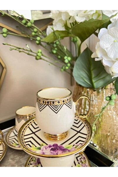 ROY KING Royking Fleur 6lı Kahve Fincan Takımı MOR BKY 004