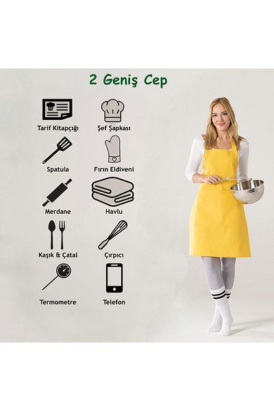 TOSHE Kitchen Apron Waterproof Chef Apron with 2 Wide Pockets Barista Apron Apron
