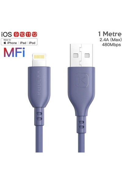Ally KUULAA 1M MFI Sertifikali IPhone Usb Sarj  kablosu MAVI
