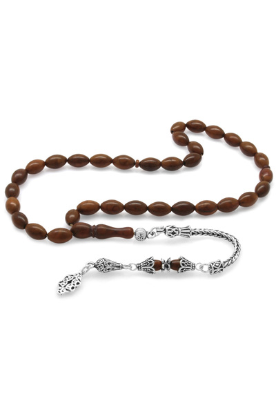 Tesbihane 925 проба срібла з темними кольоровими намистинами, вирізаними у фо...