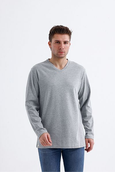 Dark Forest Tricou de bază cu mânecă lungă cu decolteu în V