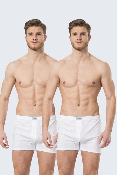 TÜREN Λευκά ανδρικά μποξεράκια - 2 τεμαχίων Lycra και κουμπιά