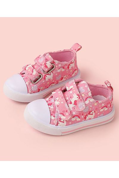 SAPS Unicorn Printed Hook & Loop Closure Casual Shoes - Pink