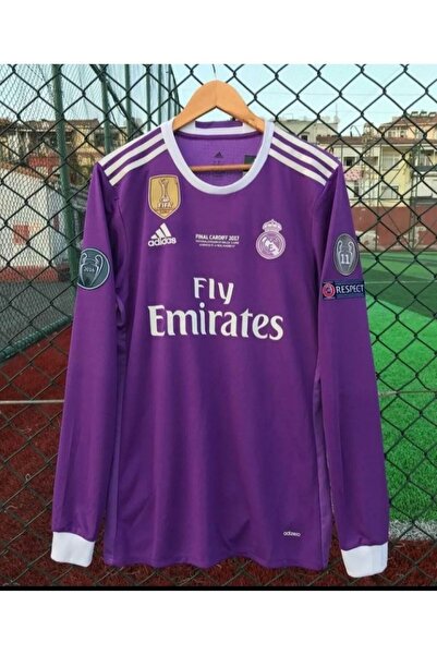 yenteks uzun kolu Cristiano Ronaldo mor  17/18 Real.Madrid. Cardif Ligi Yetişkin Forması emrrr-201