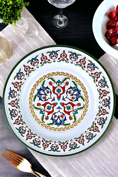 İnci Emaye 30 No 30 Cm Emaye Yemek Tabağı Tabak Servis Yemek Kamp Piknik, Çeyiz, Hediye