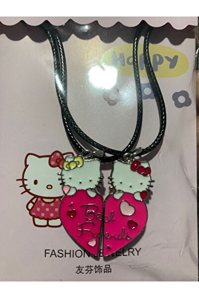 İYİ MODA 2 Adet Hello Kitty Best Friends MIKNATISLI Kalpli Arkadaşlık Kolyesi...