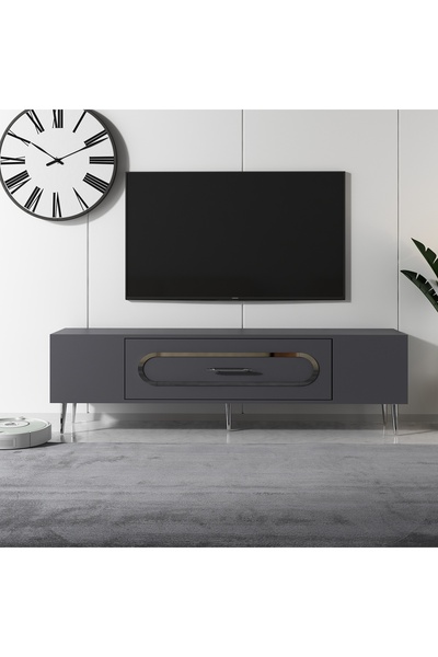 DEMONTE DECOR DEKOP3DD TV SEHPASI ANTRASİT-GÜMÜŞ
