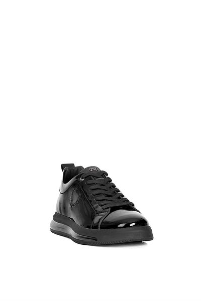 MARCOMEN 152-20171 Men's Genuine Leather Patent Leather Casual Shoes Black
