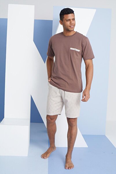 KLY Μπεζ ανδρικό σορτς πιτζάμα