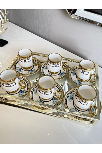 ROY KING Royking Fleur 6lı Kahve Fincan Takımı MAVİ BKY 004