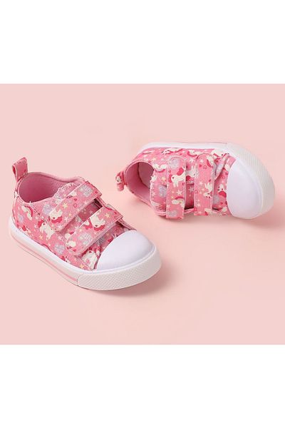 SAPS Unicorn Printed Hook & Loop Closure Casual Shoes - Pink