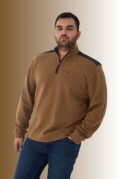 Maccali Men's Oversized Half Zip Oversized Mink Sweatshirt
