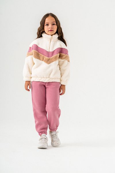 Eray Kids Zippered Girls' High Top Fleece Sweatshirt - Tracksuit Set