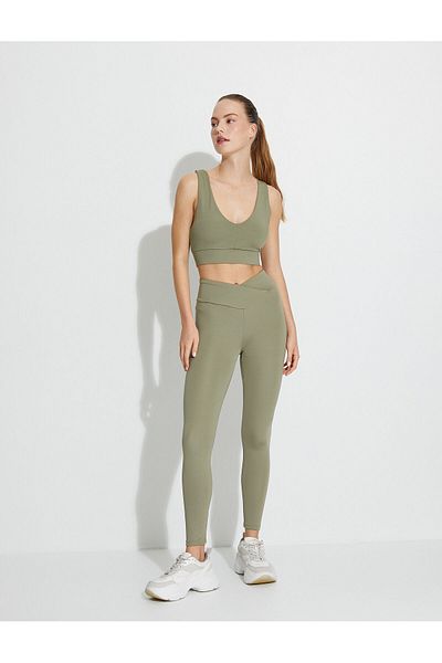 Koton Asymmetrical Cut High Waist Sports Tights Slim Fit