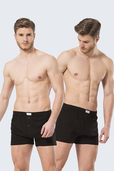 TÜREN Ανδρικό Boxer 2 τεμαχίων Lycra με κουμπιά μαύρο