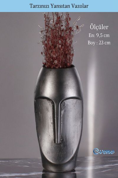 Evene Vase Small Vase Tabletop Vase Home Decoration Vase Silver Tumbled Color Model 32