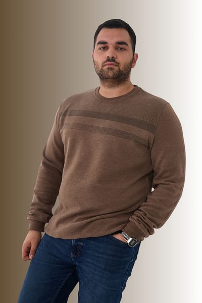 Maccali Men's Large Size Patterned Oversized Winter Mink Sweatshirt