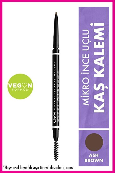 NYX Professional Makeup Ultra İnce Kaş Kalemi - Micro Brow Pencil Ash Brown