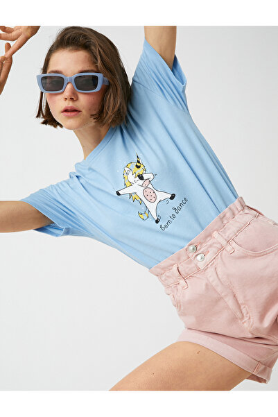 Koton Τυπωμένο T-Shirt Cotton Crew Neck