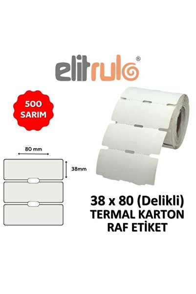 Elit Rulo Elitrulo Termal Karton Raf Etiketi 38x80 DELİKLİ - 500 Adet